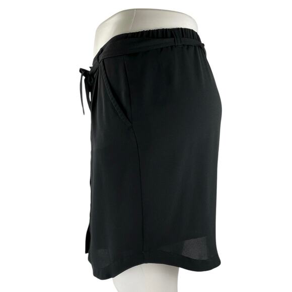 Ann Taylor LOFT Women's Black Tie Waist Button Front Mini Pencil Skirt Size L - Picture 2 of 5